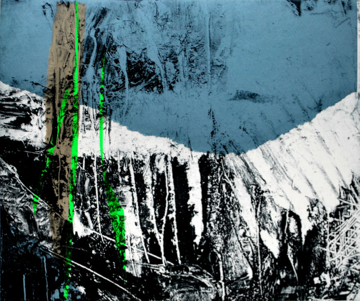 Grauzone IV, 2017 | Tiefdruck mit Collage |25 x 30cm